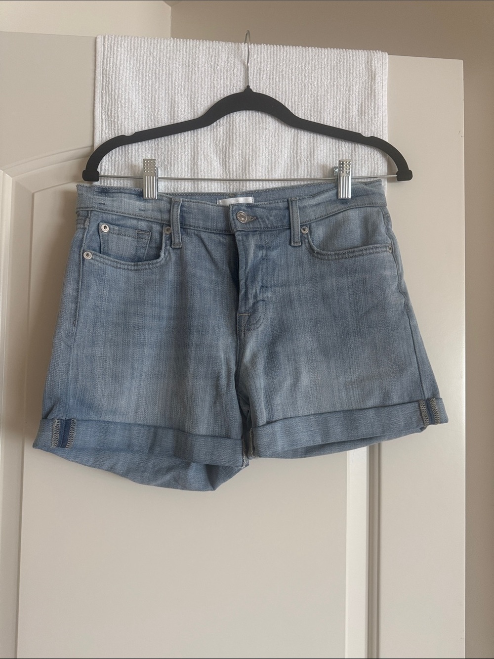 Light Wash Denim Cuffed Women's Jean Shorts
